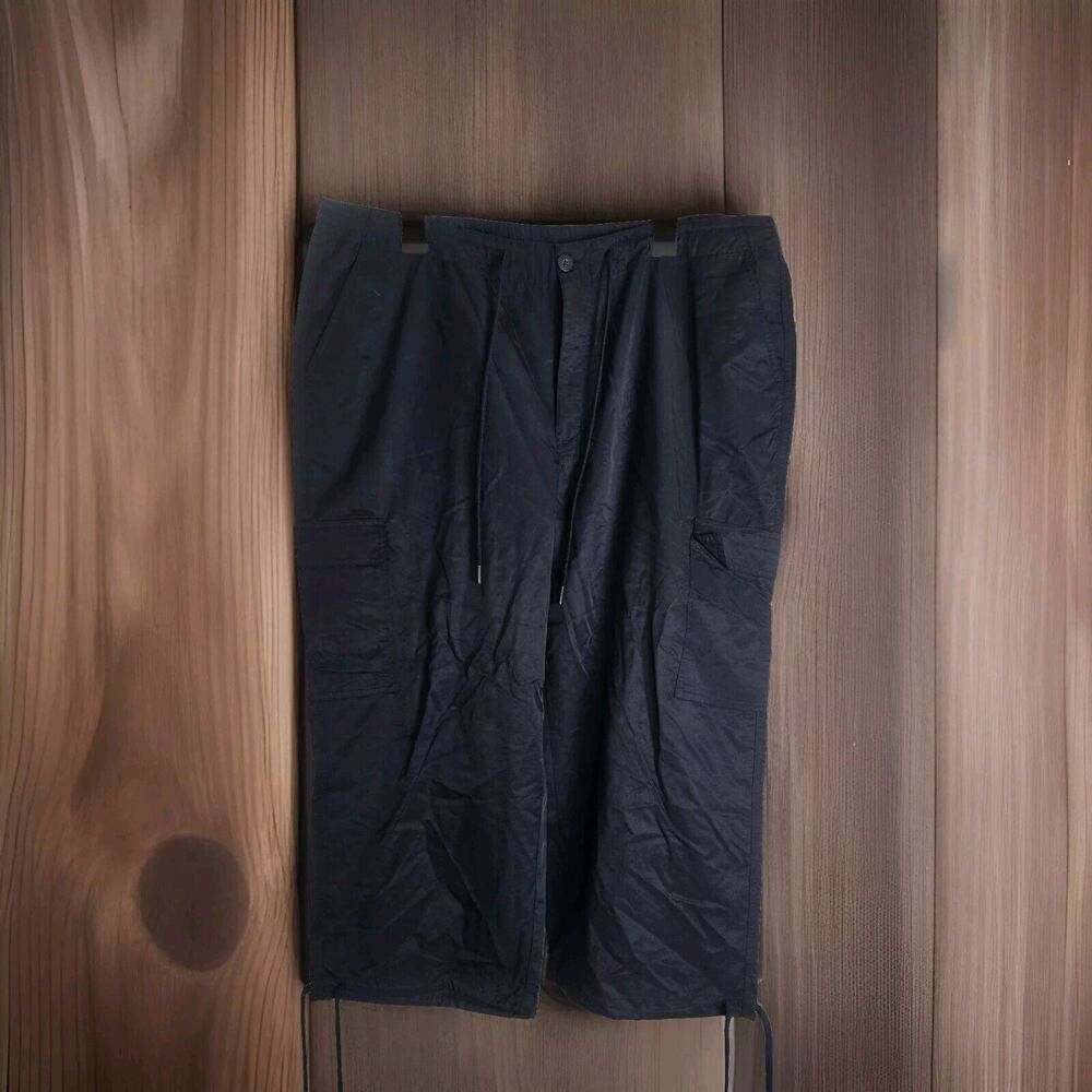 Vintage Avenue Pants Women 18 Cargo Cropped Dark Blue Outdoor Athleisure Nylon